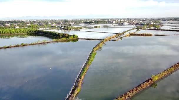 Aerial View River Landscape Cloudy Sky Reflected Water — Vídeo de Stock