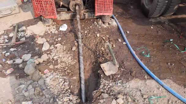 Horizontal Directional Drill Pneumatic Device Laying Cables Pipes Underground — Video Stock