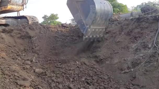 Excavator Work Backhoe Mechanical Shovel Working Field Dig Dig Center — Video