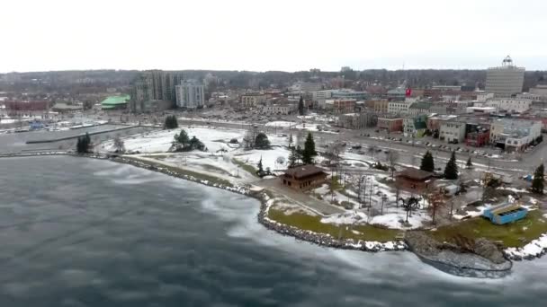 Barrie Ontario Canada Winter View City Lake — Stockvideo
