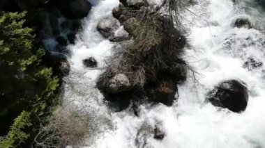 An aerial slow motion of the Glazne river in the wild nature in Bulgaria.