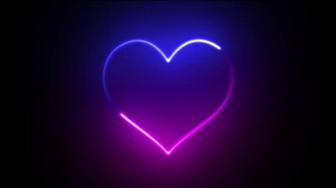 Parlayan kalp ve neon ışığı. Sevgililer Günü konsepti 