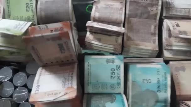 Top View Indian Currency New Old Notes 200 500 100 — Stok video