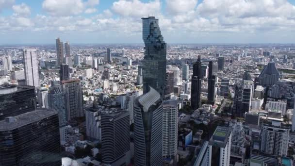 Aerial View Downtown Buildings Skyscrapers Thailand Bangkok — Vídeos de Stock