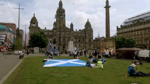 All One Banner March Protest Scotland Independence George Square Glasgow — Stock video