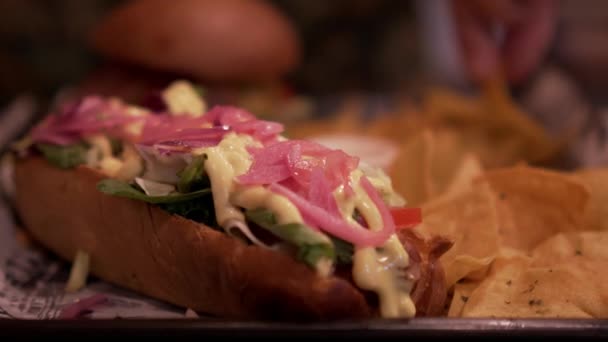 Hot Dog Food Texans Food Background — Stock videók