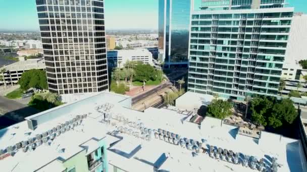 Aerial Slow Movement Downtown Phoenix Arizona Surrounded Buildings — Stockvideo