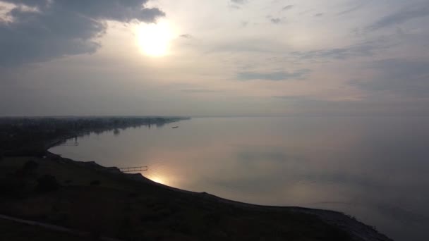 Aerial Seascape View Calm Sea Water Cloudy Sky — Stok video