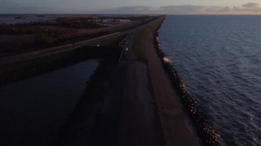 An aerial view of Lake Markermeer in Oostvaardersdijk Lelystad, Netherlands