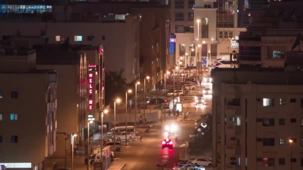 Timelapse Shot Cars Going Illuminated Road Night City — Stock video