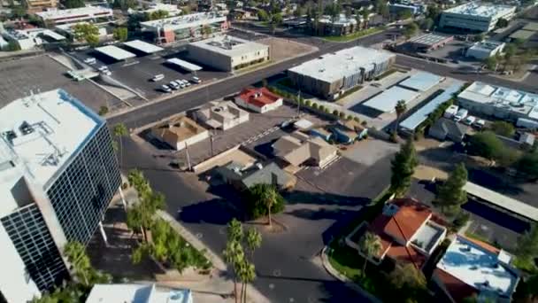 Aerial Slow Movement Downtown Phoenix Arizona Surrounded Buildings — Video