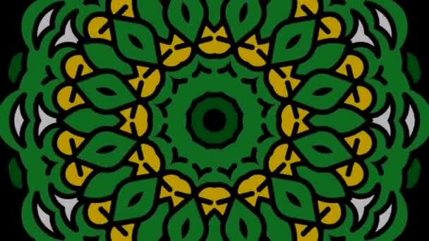 Gros Plan Mandala Floral Vert Abstrait Tournant Arts Numériques — Video