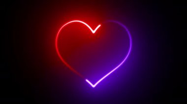 Parlayan kalp ve neon ışığı. Sevgililer Günü konsepti 