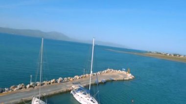 FPV Drone shot - Flying over the sailing yacht