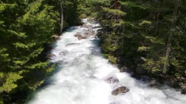 An aerial slow motion of the Glazne river in the wild nature in Bulgaria.