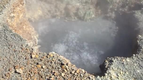 Геология Исландии Бурлящая Вода Почве Горячие Источники — стоковое видео