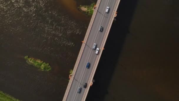 Aerial View Petras Vileisis Bridge Kaunas Lithuania — Stok video
