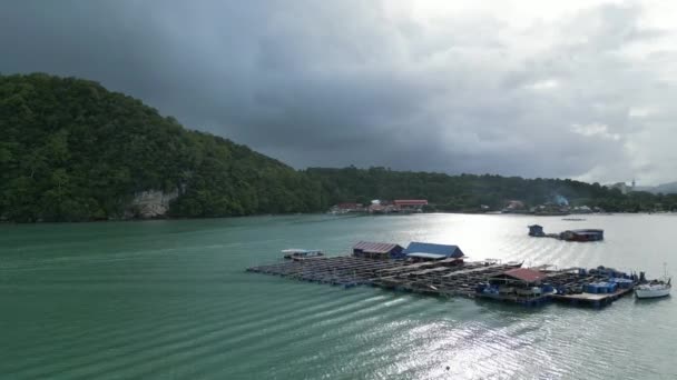 Aerial View Fish Farm Langkawi Island — Stock video