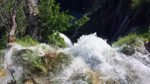 Natural View Rushing Water Plitvice Lake Croatia — Stok video