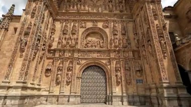 The low angle footage of the facade of Convento de San Esteban. Salamanca, Spain.