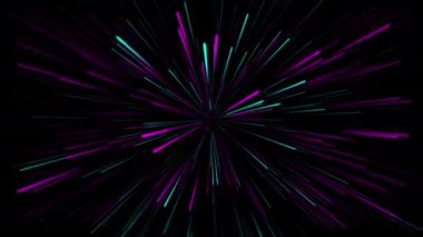 Siyah arka planda canlı mavi ve pembe ışıklar hareket ediyor