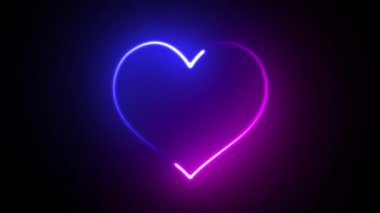 Parlayan kalp ve neon ışığı. Sevgililer Günü konsepti 