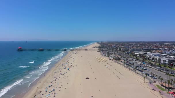 Aerial View Port Huntington Beach Seaside City Orange County Southern — Stock video