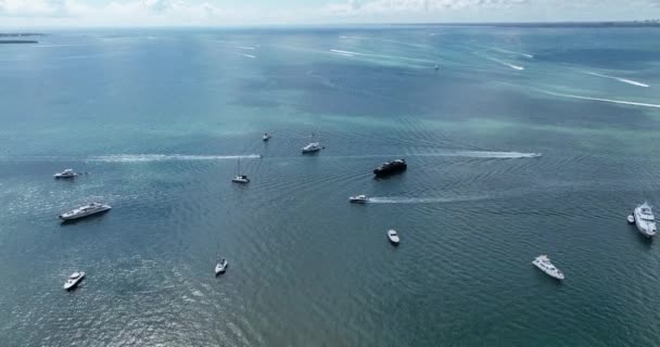 Miami Beach Gündoğumu Okyanusu Yükselişi Şehir Merkezi Tekne Yat Kulübü — Stok video
