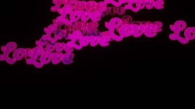 Siyah arka planda pembe harflerle 