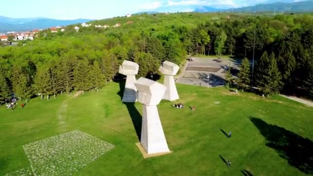 Luchtfoto Van Het Bubanj Park Nis Zuid Servië — Stockvideo