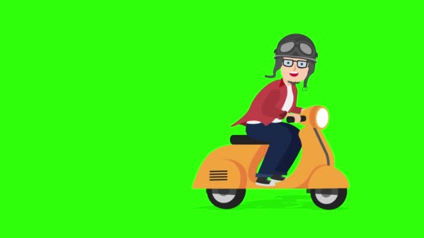 Genç Bir Çocuk Yeşil Ekran Görüntülü Scooter Kullanıyor — Stok video