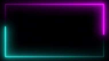 Siyah arkaplanda neon renkli çerçeve.