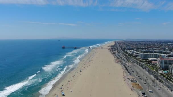 Aerial View Huntington Beach Seaside City Orange County Southern California — Wideo stockowe