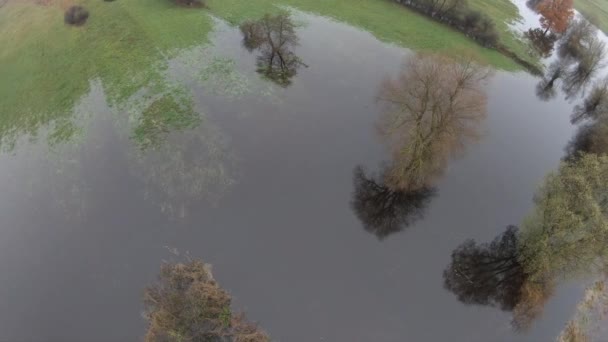 Une Photo Drone Une Longue Route Entre Une Rivière Mousseuse — Video