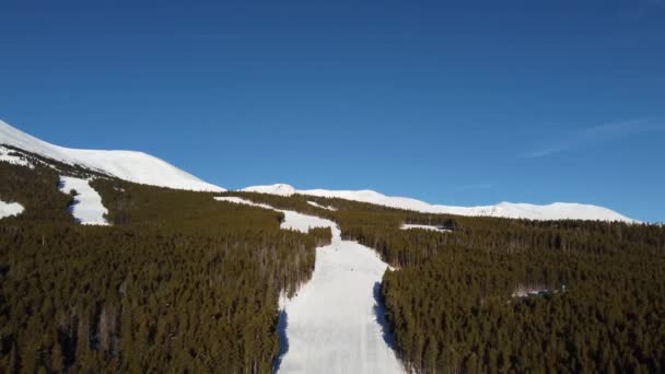 Aerial View Ski Slopes Breckenridge Ski Resort Colorado Rocky Mountains — Vídeos de Stock