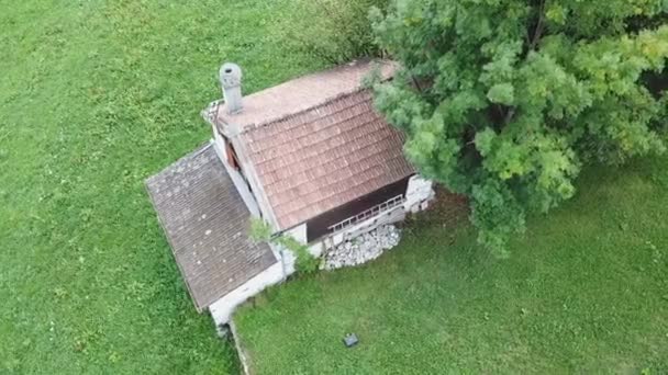 View Beautiful Green Plane Old Rustic Abandoned Houses Ticino Switzerland — Stockvideo