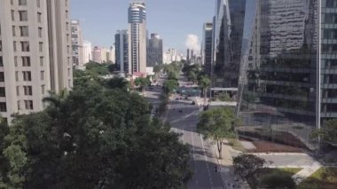 Sao Paulo Faria Lima avenue skyline beautiful cityscape, modern corporate buildings in aerial drone view. Concept of urban.
