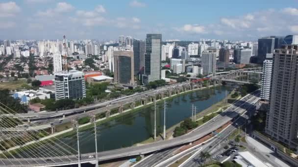 Красивая Воздушная Съемка Коммерческого Центра Сан Паулу — стоковое видео