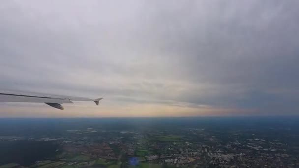 Sky City Views Plane Departure Hamburg Zurich — Vídeo de Stock
