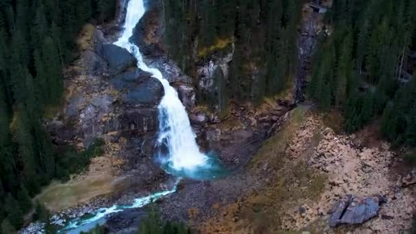 Uitzicht Vanuit Lucht Prachtige Krimml Watervallen Het Bergdal Van Oostenrijk — Stockvideo