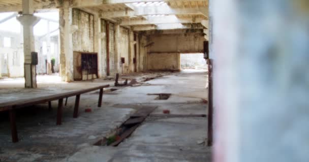 Interior Abandoned Old Prison Sunny Day Croatia — Stok video