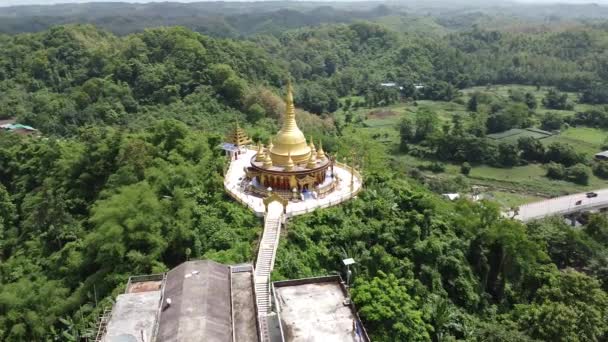 Aerial Footage Bandarban Golden Temple Buddha Dhatu Jadi Its Surroundings — 비디오