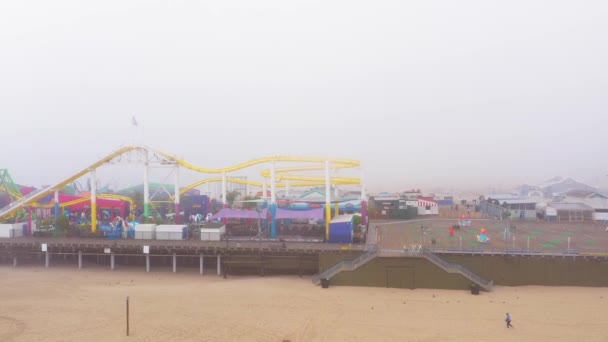 Beautiful View Pier Santa Monica California Thick Fog — Stock Video