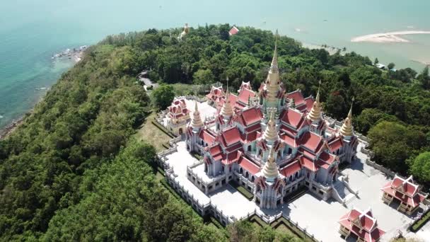 Eine Luftaufnahme Des Wat Thang Sai Ban Krut Meer Prachuap — Stockvideo
