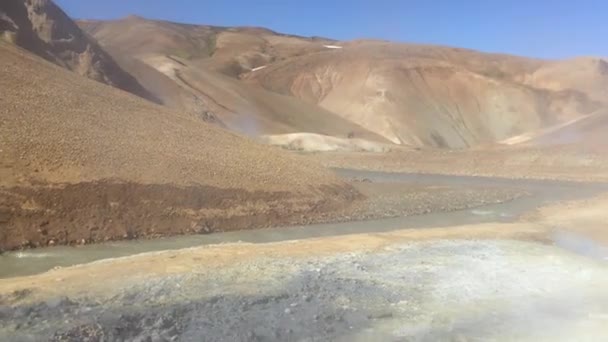 Marvelous Geological Place Iceland Kerlingarfjoll Mountains Snow River — Video