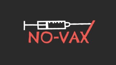 Anti vax symbol animation. No vaccine, refuse vaccination. Stop Vaccination Symbol. Vaccine hesitancy. Anti-vaxx. Broken syringe animation. Isolated.