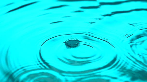 Water Droplet Hits Rippled Water Shot 1000Fps — Αρχείο Βίντεο