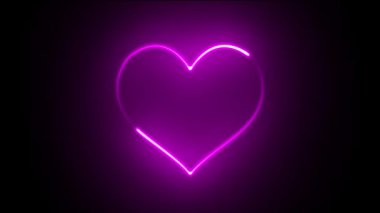 Siyah arkaplanda kalp şekli neon işareti