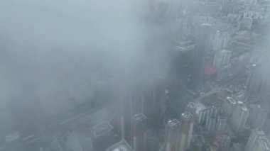 An aerial view of the modern skyscrapers in the Nanning City in China in 4K