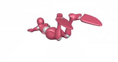 The 3d animation of the scuba diver model, trim helicopter turn.